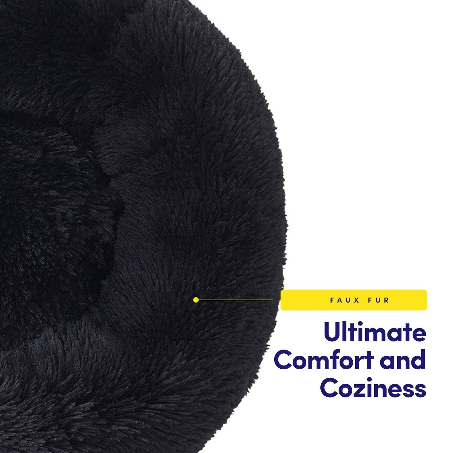 Round Calming Soft Warm Shaggy Plush Faux Fur Donut Pet Dog Cat Sleeping Bed