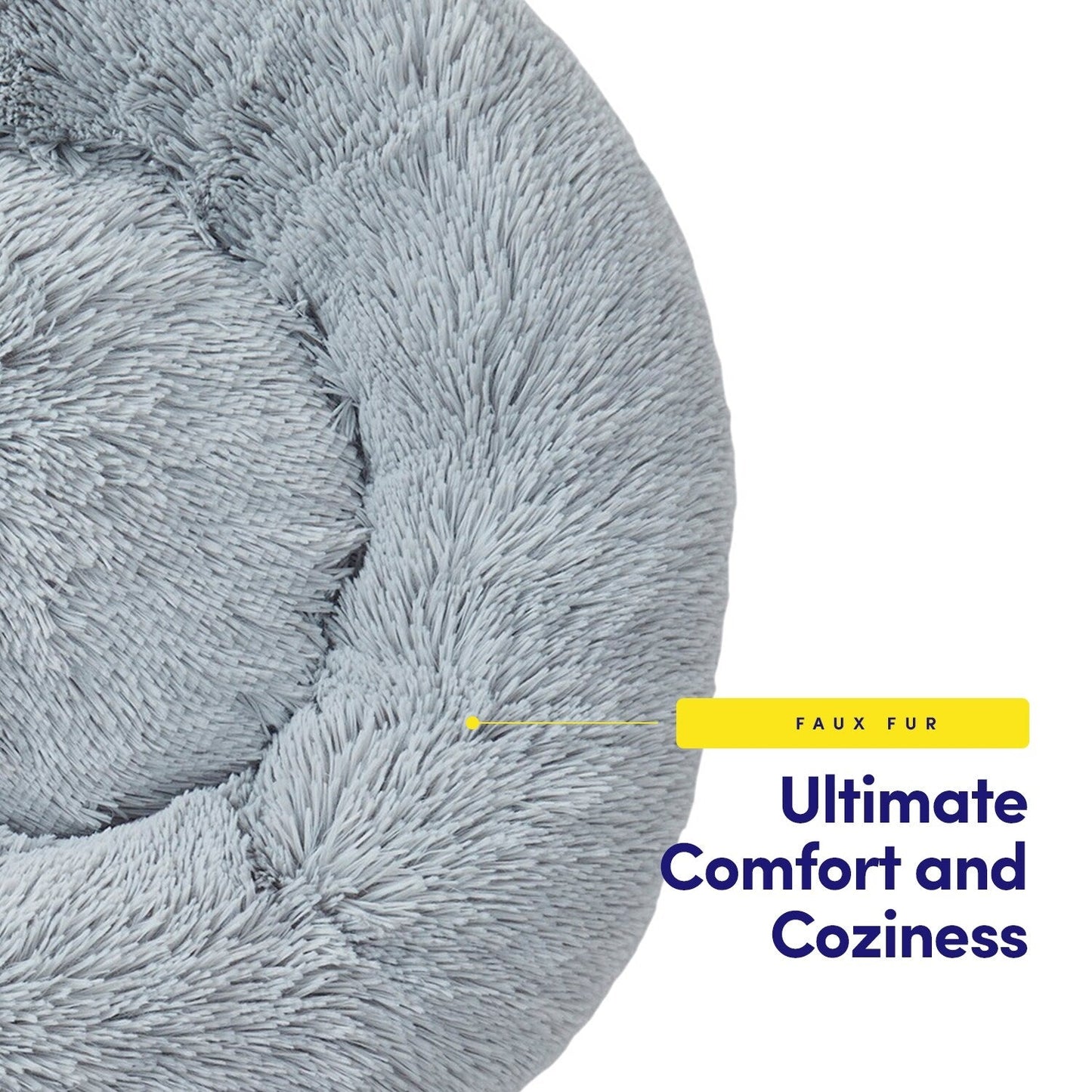 Round Calming Soft Warm Shaggy Plush Faux Fur Donut Pet Dog Cat Sleeping Bed