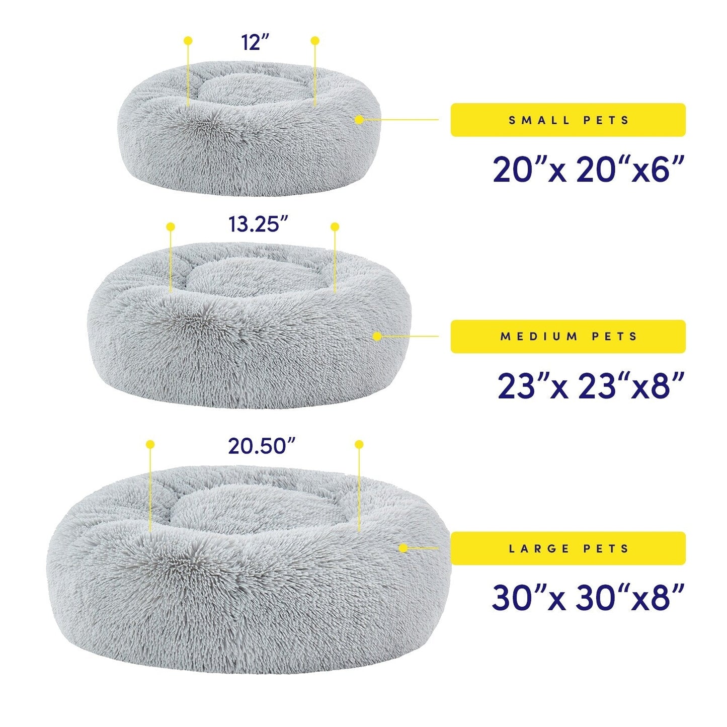 Round Calming Soft Warm Shaggy Plush Faux Fur Donut Pet Dog Cat Sleeping Bed
