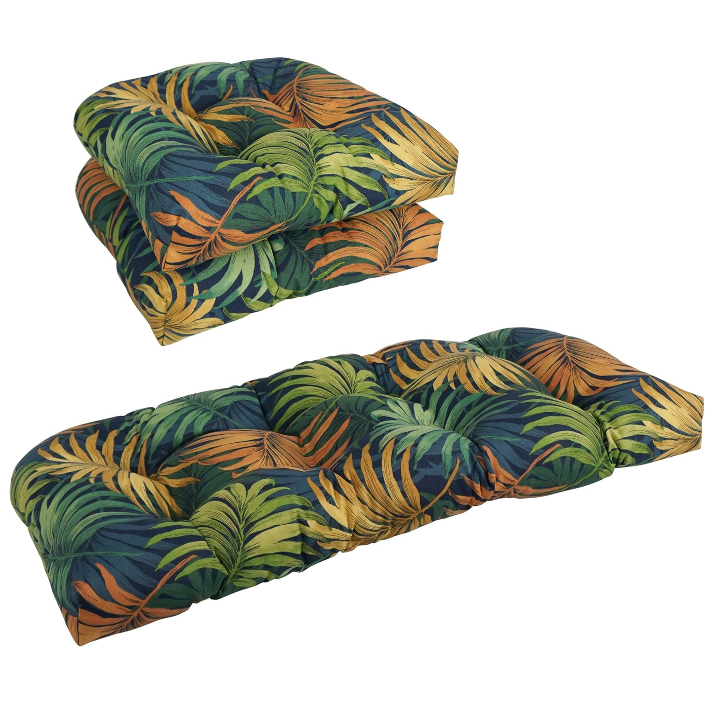 Rounded Back Tufted Indoor/Outdoor Settee Cushion Set (Set of 3) - 19 x 19