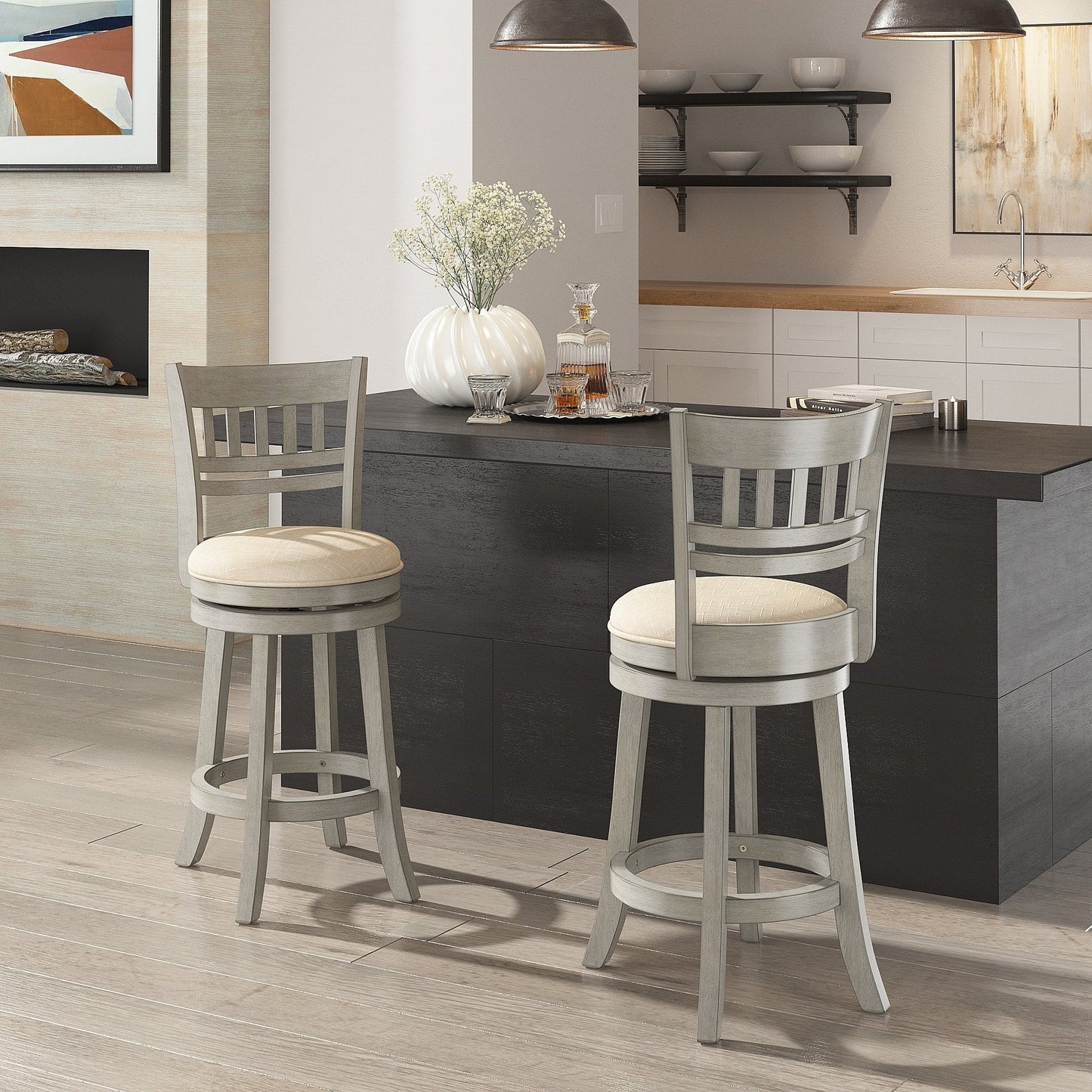 Rovinj Lattice Back 24H Swivel Counter Height Stool