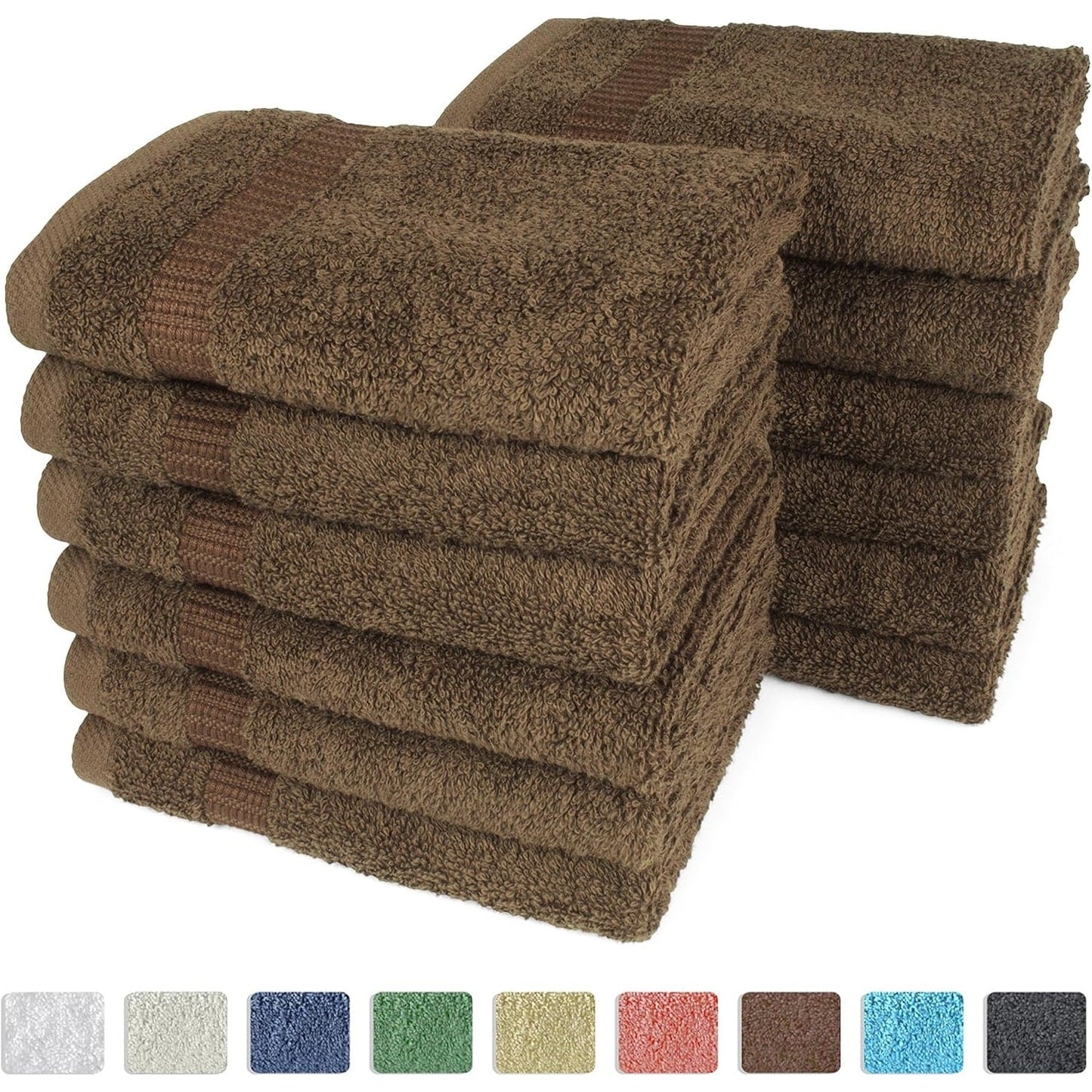 Royal Turkish Cotton Washcloth – Soft, Durable - Ultra-Absorbent Towels - Set of 12