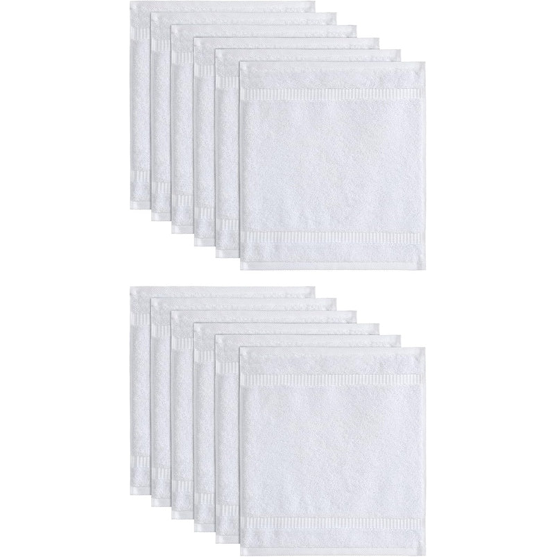 Royal Turkish Cotton Washcloth – Soft, Durable - Ultra-Absorbent Towels - Set of 12