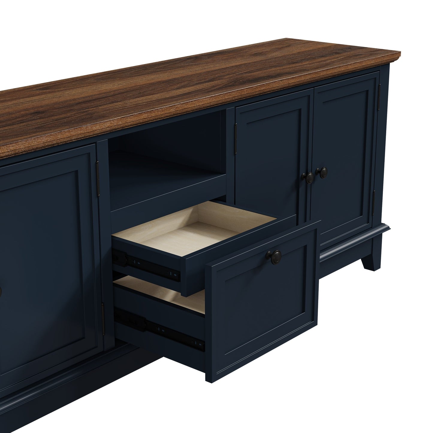 Rustic 72-Inch TV Stand with Adjustable Shelves, Hidden Storage - 72 in Width