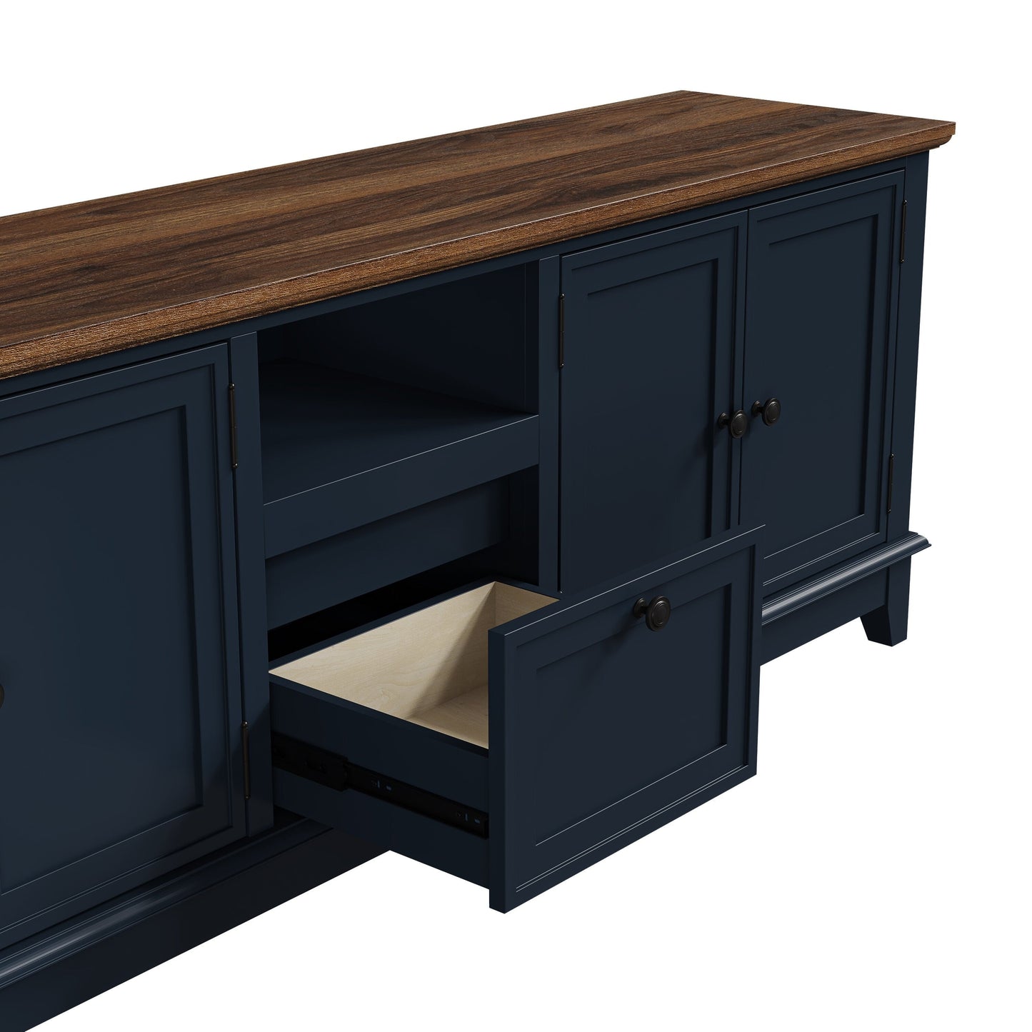Rustic 72-Inch TV Stand with Adjustable Shelves, Hidden Storage - 72 in Width