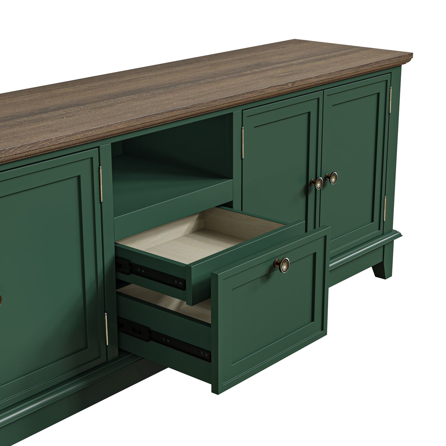 Rustic 72-Inch TV Stand with Adjustable Shelves, Hidden Storage - 72 in Width