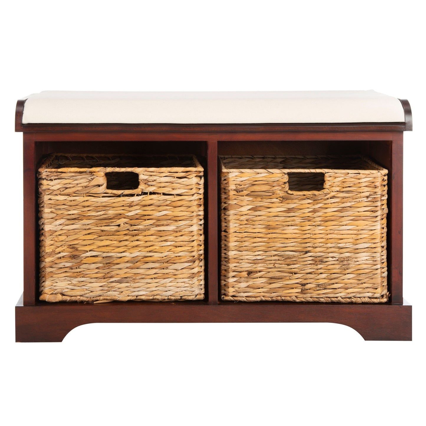 SAFAVIEH Euphemia Brown Woven Storage Basket Bench - 33.5 x 16.1 x 19.9 - 34Wx16Dx20H