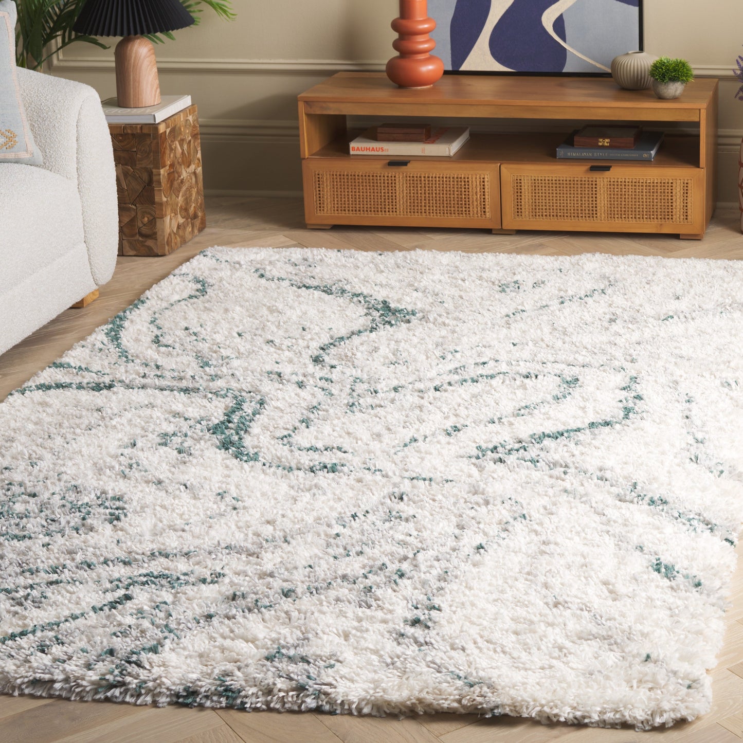 SAFAVIEH, Fontana Shag Zviya Modern Abstract 2-inch Thick Rug