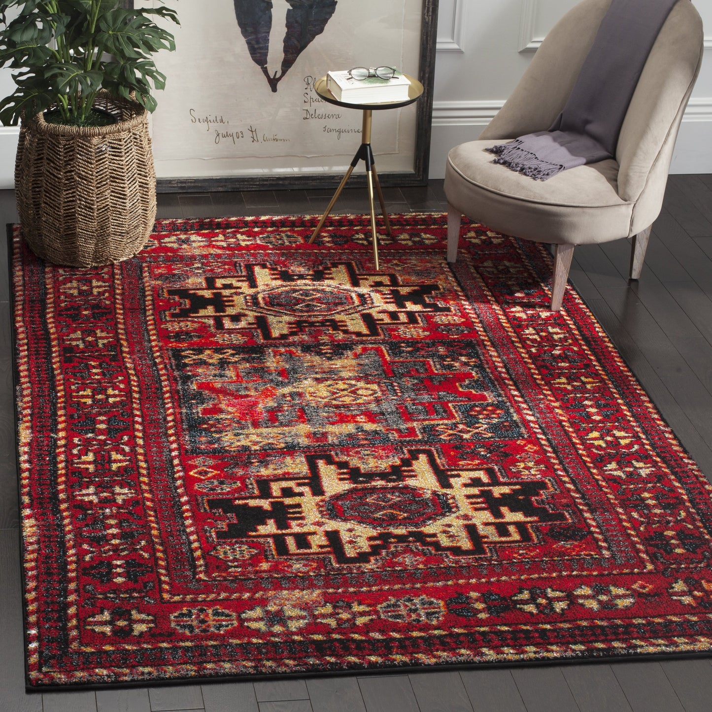 SAFAVIEH, Vintage Hamadan Lilla Oriental Distressed Rug
