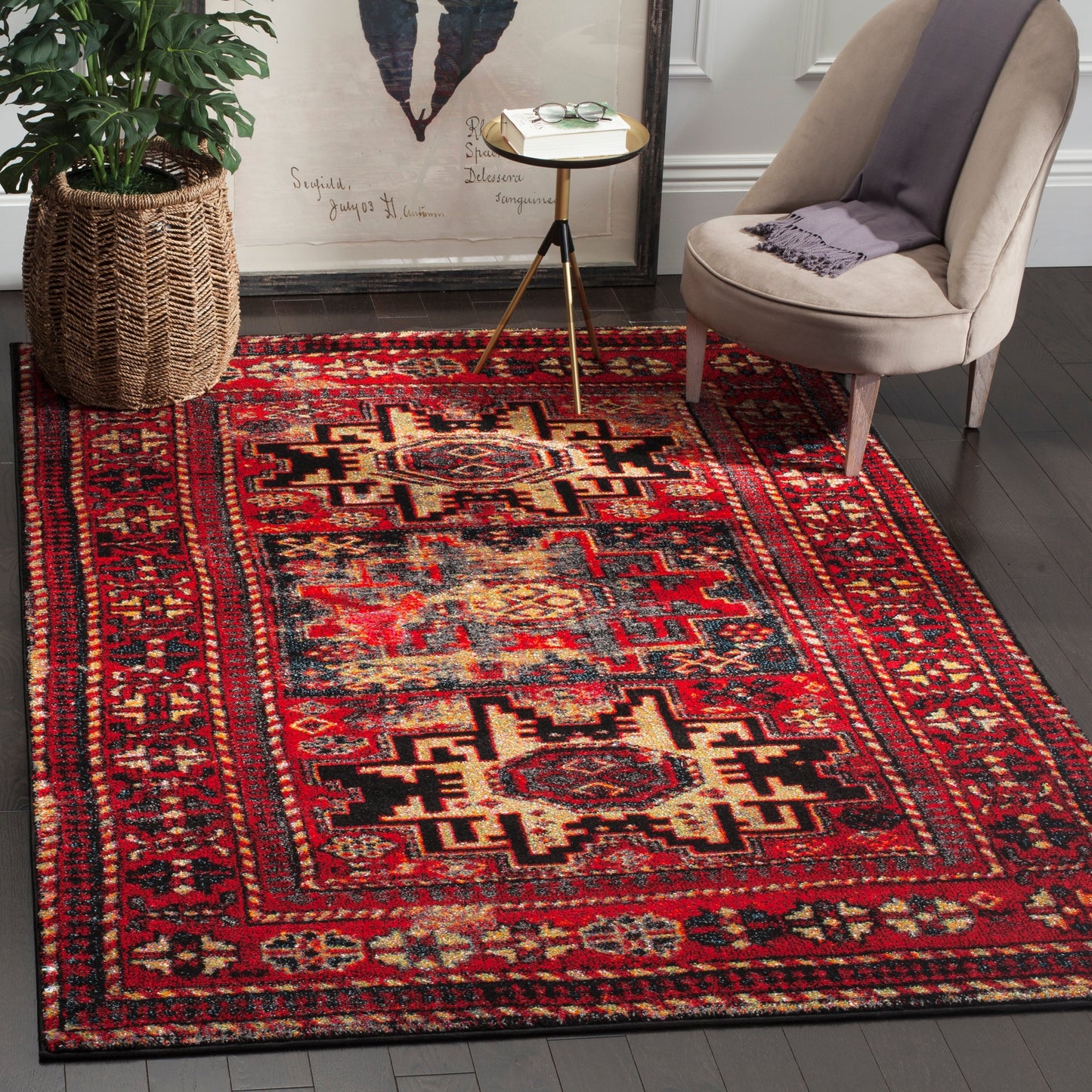 SAFAVIEH, Vintage Hamadan Lilla Oriental Distressed Rug