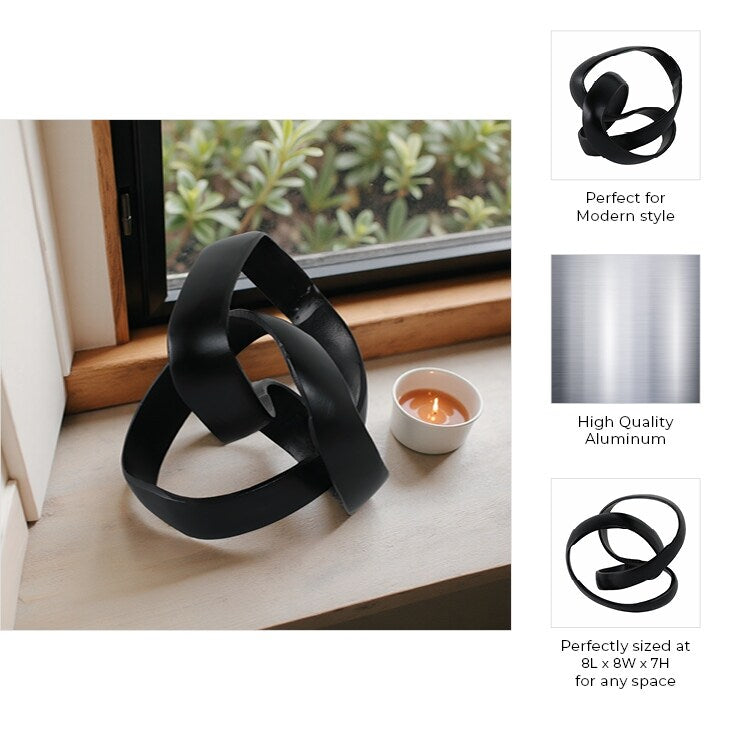Sagebrook Home Modern Aluminum Abstract Interwoven Decorative Sculpture - 8 x 8 x 7