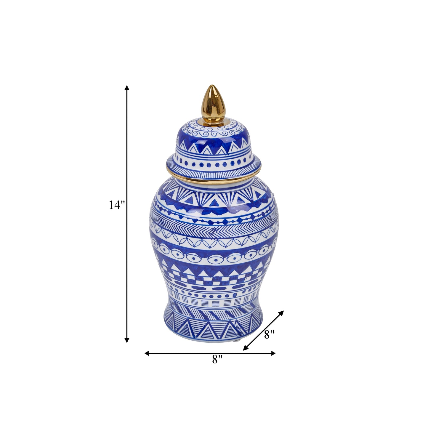 Sagebrook Home Patterned Eclectic Temple Jar with Lid