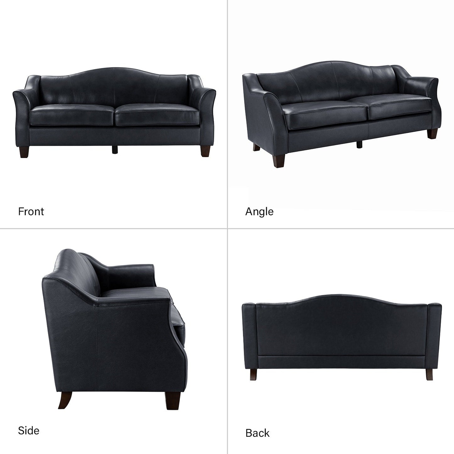 Canapé classique Sandra 81,5 en cuir véritable avec pieds en bois massif par HULALA HOME