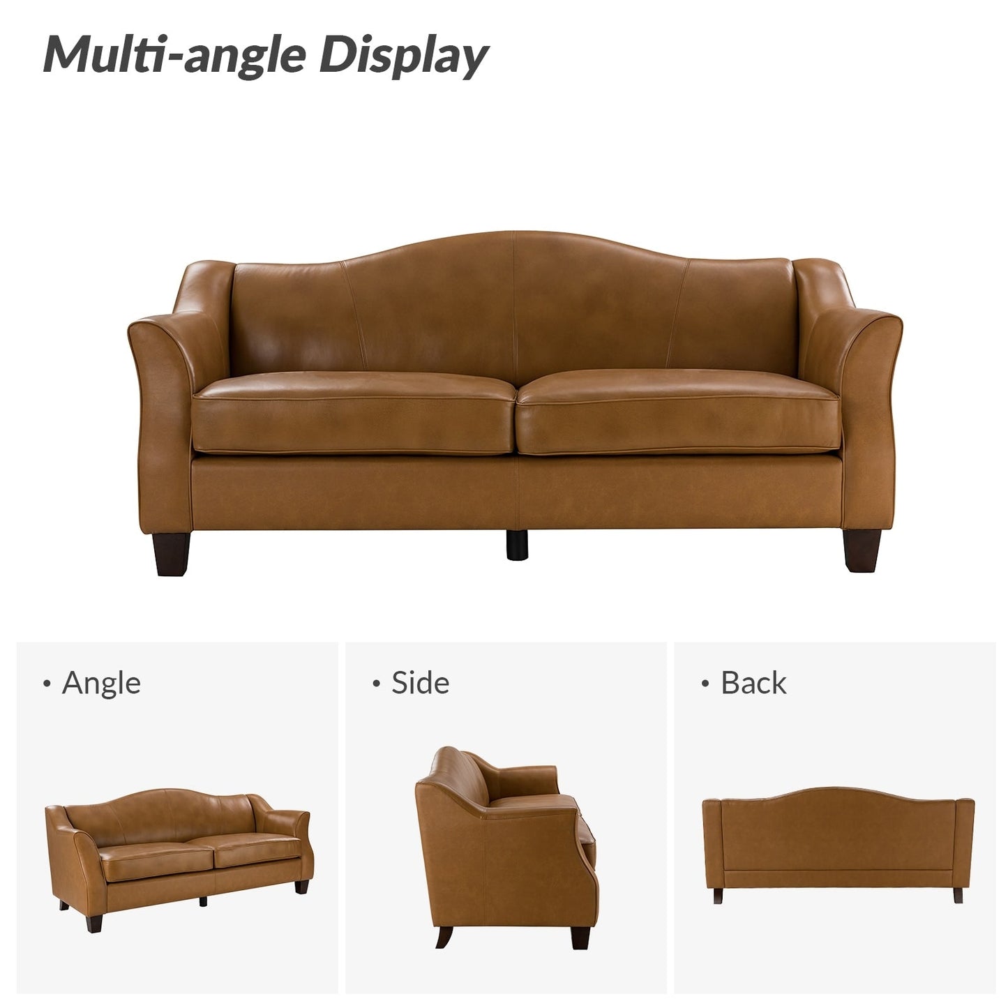 Canapé classique Sandra 81,5 en cuir véritable avec pieds en bois massif par HULALA HOME