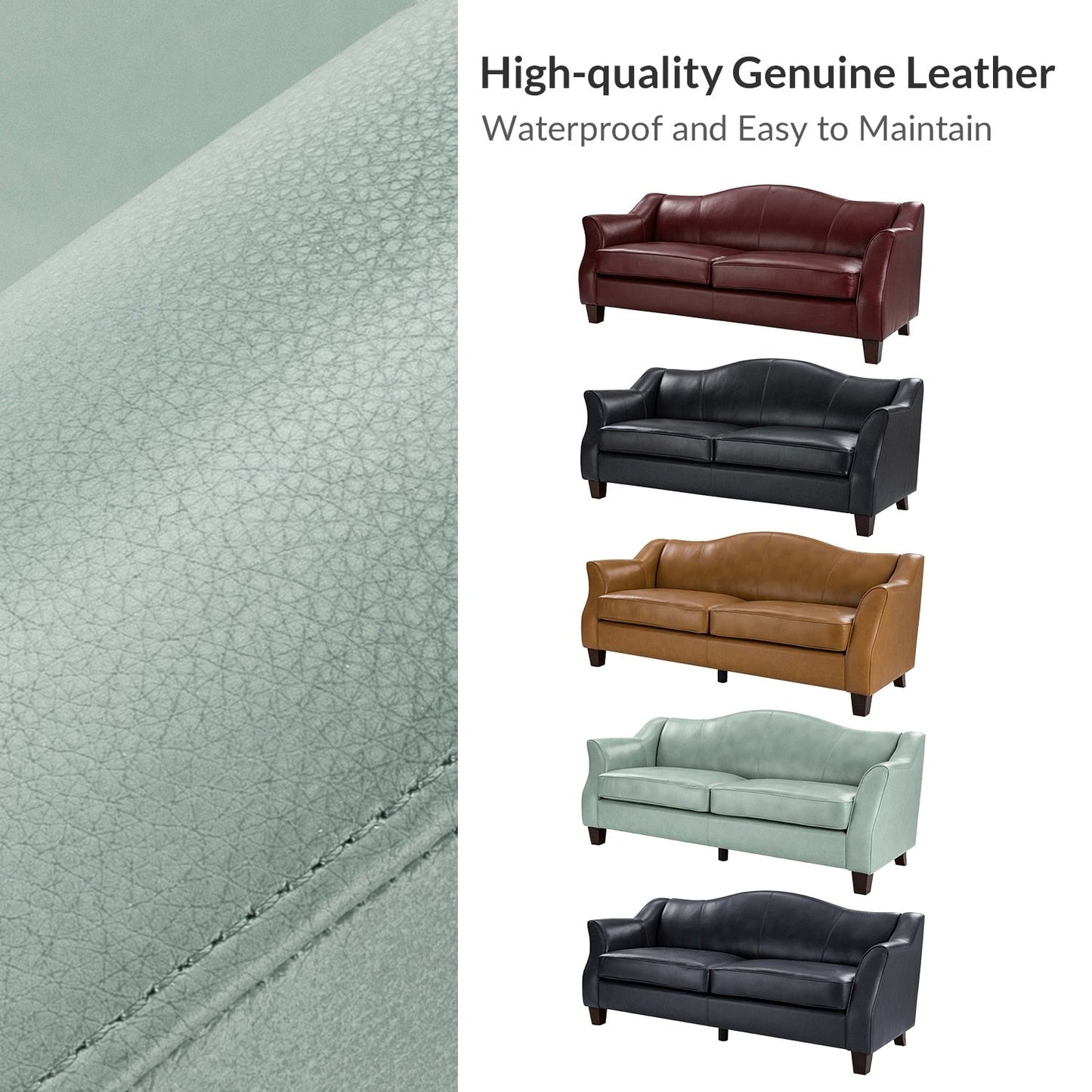 Canapé classique Sandra 81,5 en cuir véritable avec pieds en bois massif par HULALA HOME