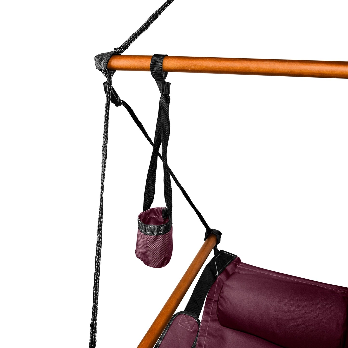 Deluxe Hanging Wood Zero-gravity Hammock Chair with Cup Holder