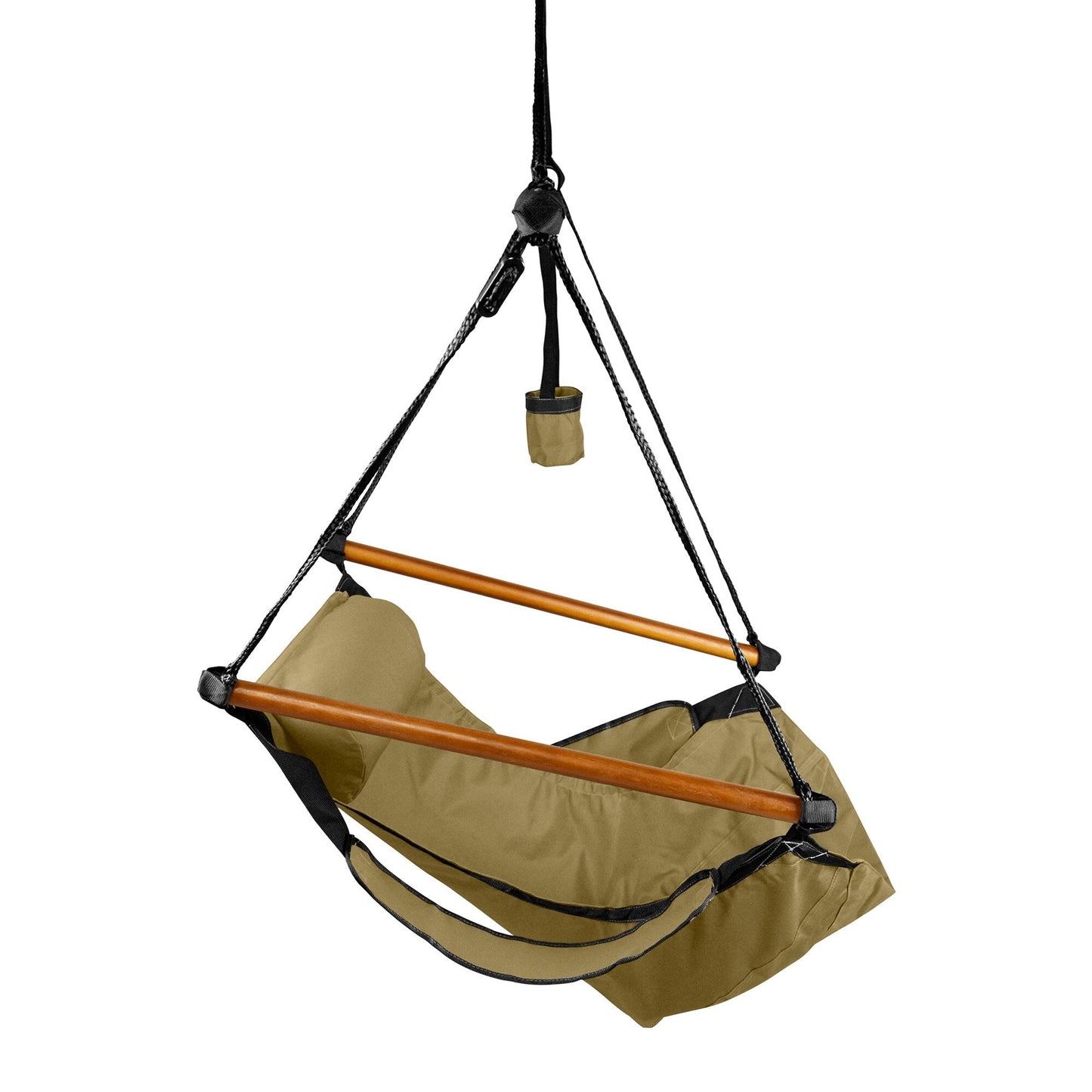 Deluxe Hanging Wood Zero-gravity Hammock Chair with Cup Holder