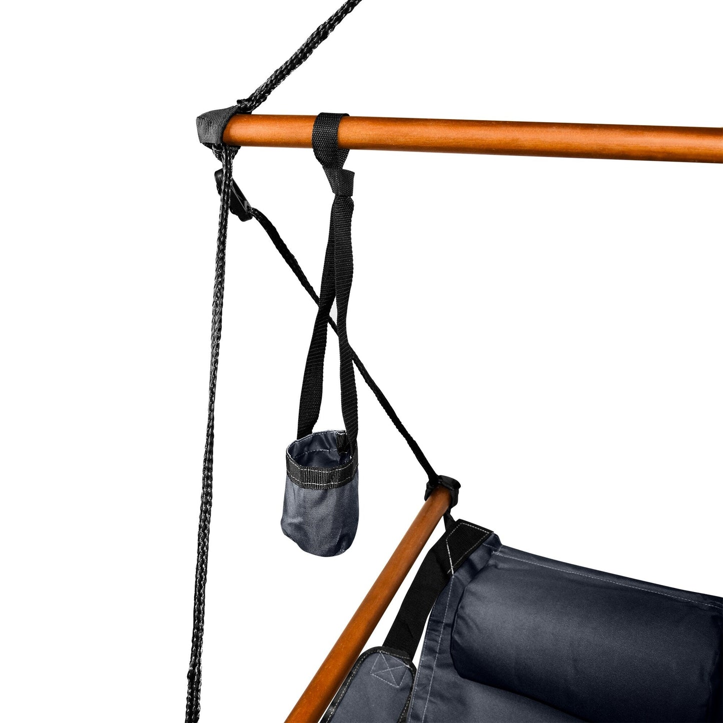 Deluxe Hanging Wood Zero-gravity Hammock Chair with Cup Holder