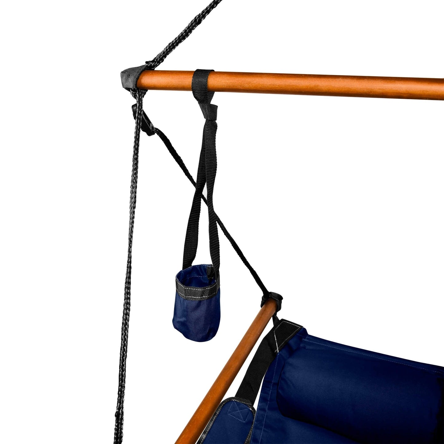Deluxe Hanging Wood Zero-gravity Hammock Chair with Cup Holder