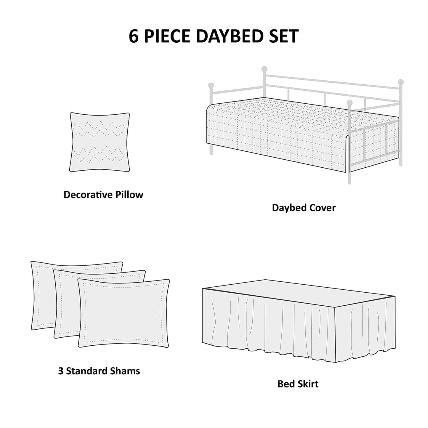 Serenta 6 Piece Cotton Blend Daybed Bedspread Coverlet Set - 75 x 39