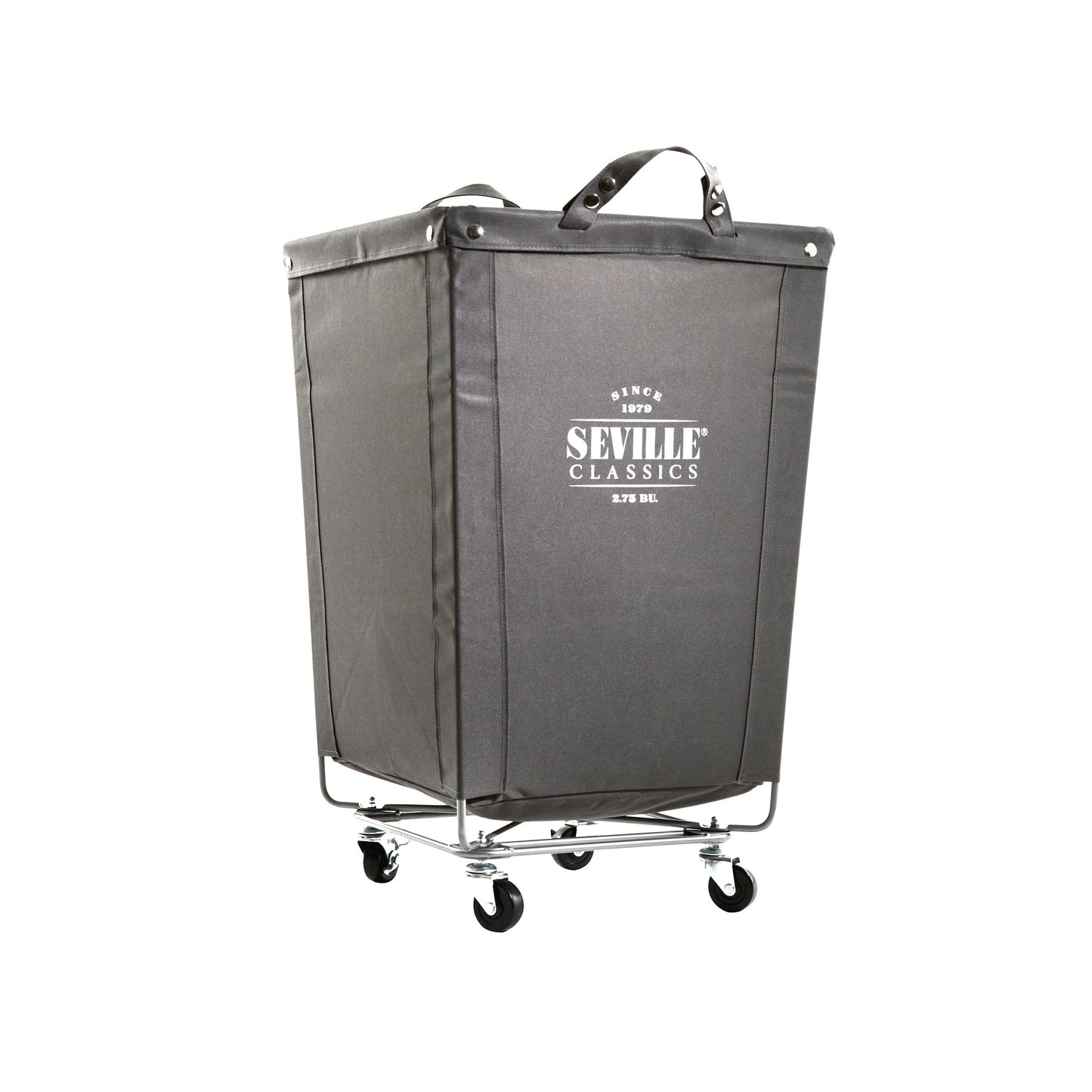 Seville Classics Commercial Heavy-Duty Canvas Laundry Removable Basket Hamper with Wheels, 18.25 D x 18.25 W x 27.5 H