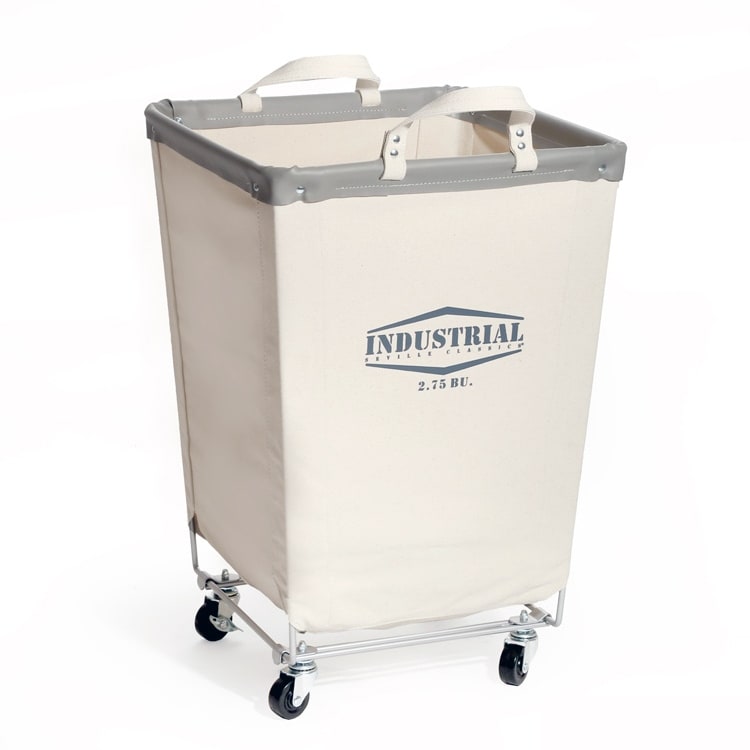 Seville Classics Commercial Heavy-Duty Canvas Laundry Removable Basket Hamper with Wheels, 18.25 D x 18.25 W x 27.5 H