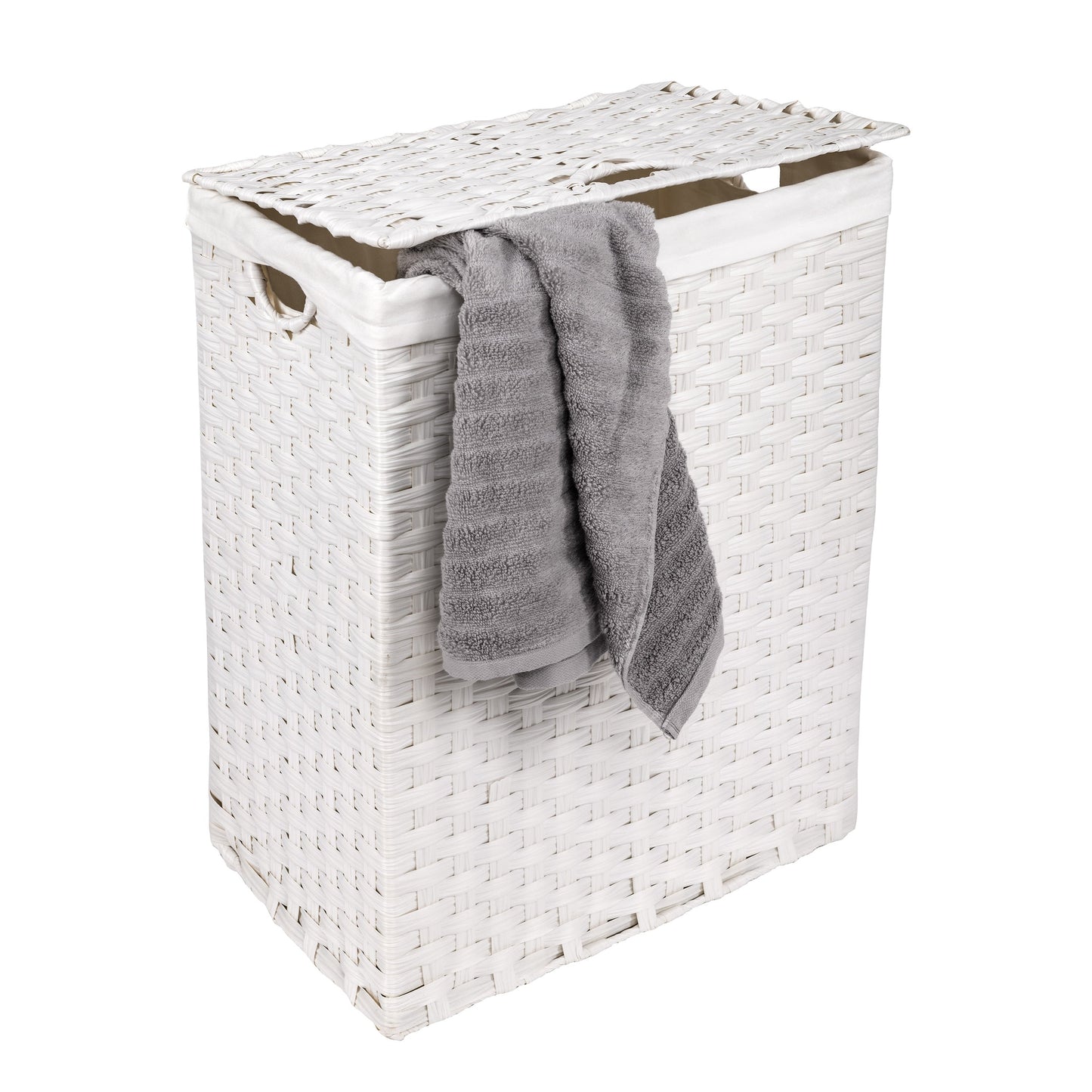 Seville Classics Lidded Foldable Portable Rectangular Laundry Hamper Basket with Washable Liner