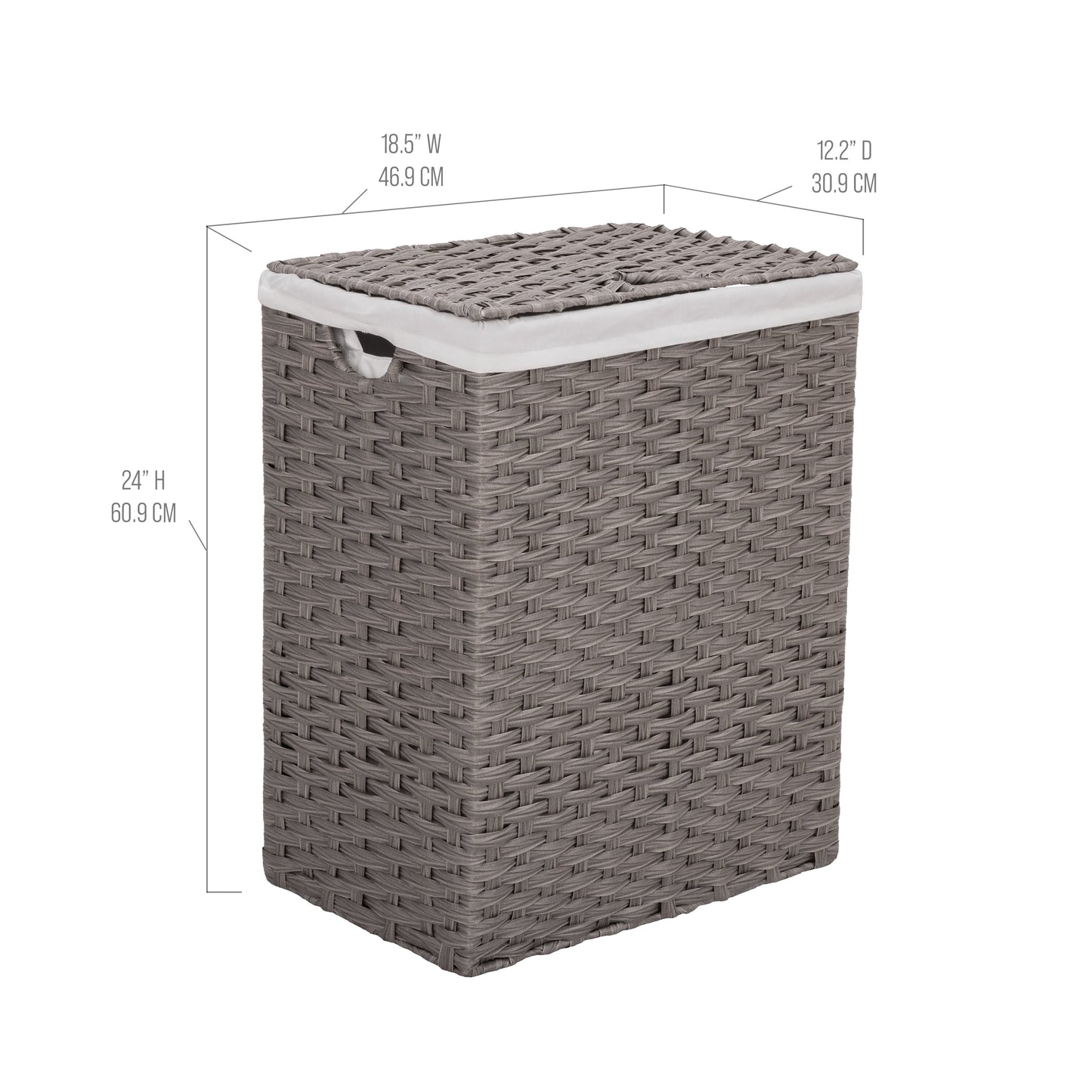 Seville Classics Lidded Foldable Portable Rectangular Laundry Hamper Basket with Washable Liner