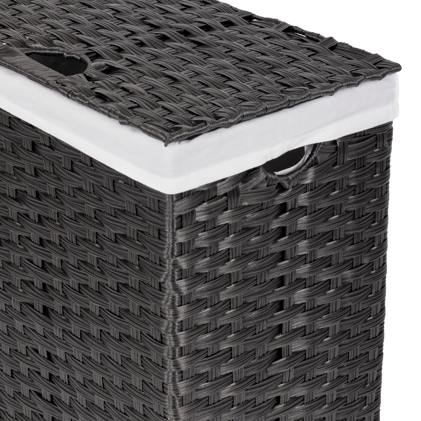 Seville Classics Lidded Foldable Portable Rectangular Laundry Hamper Basket with Washable Liner