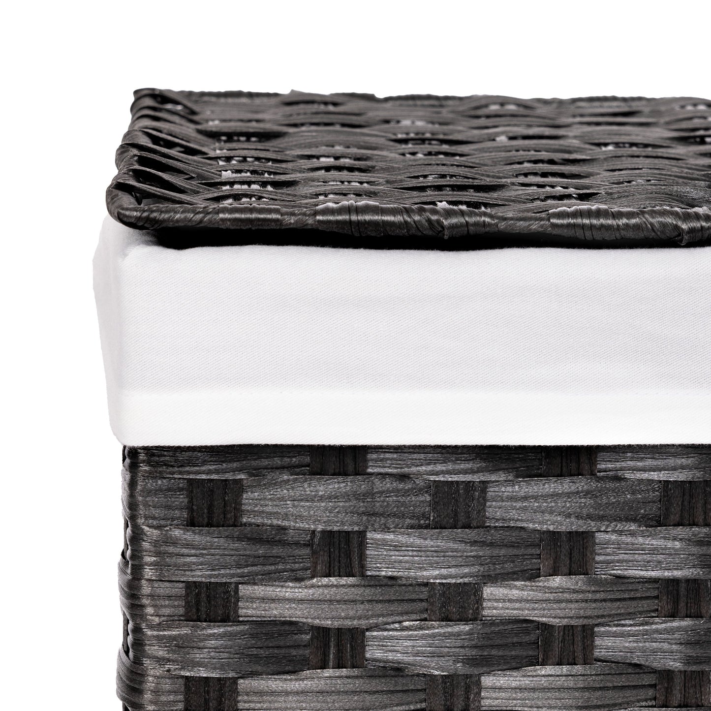 Seville Classics Lidded Foldable Portable Rectangular Laundry Hamper Basket with Washable Liner