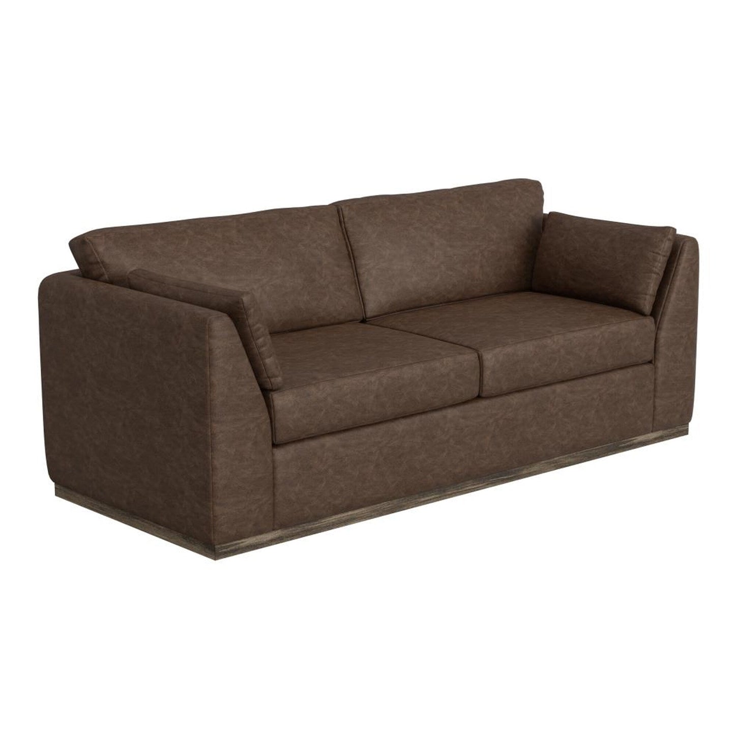 Canapé Sian, 2 plaids décoratifs, dossier avec coussin amovible, similicuir marron foncé