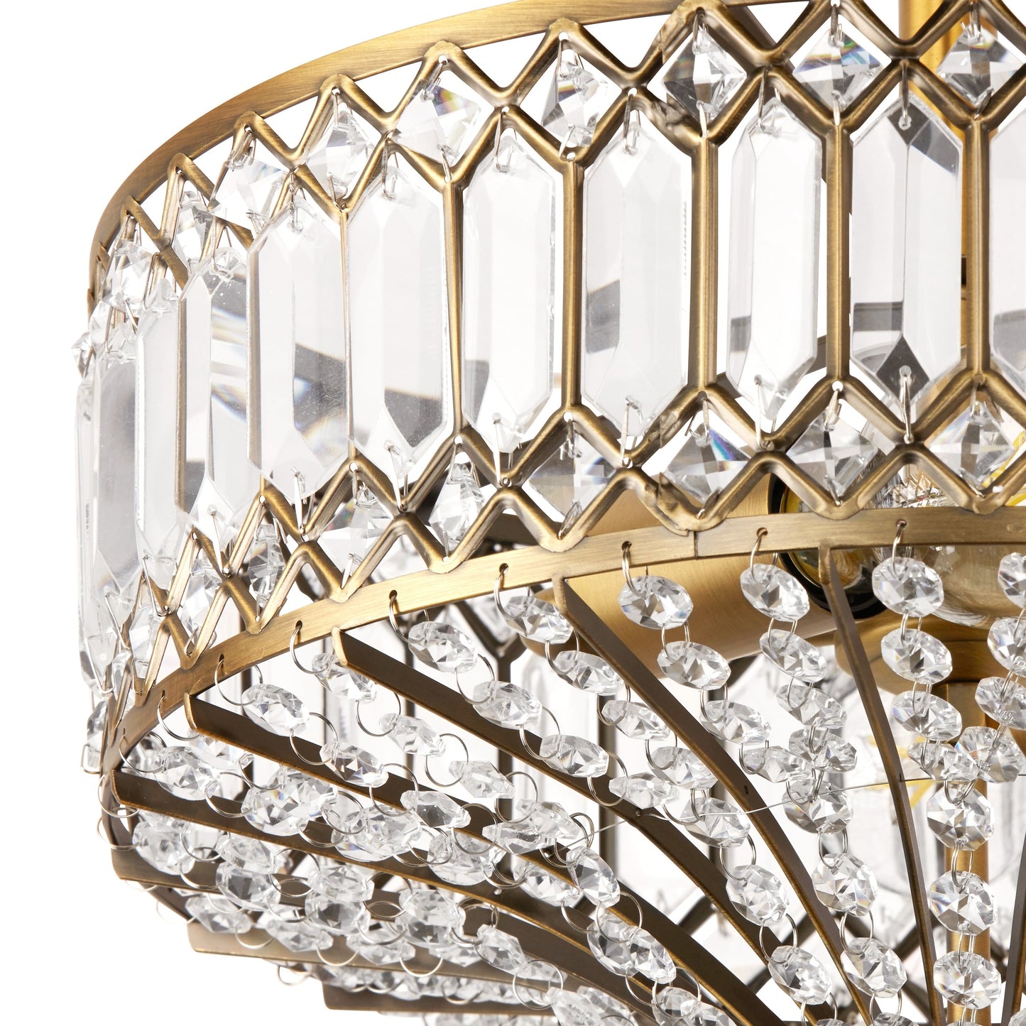 Silver Orchid Furey Bronze/Gold Tiered Glass Semi-flush Lighting Fixture - 14.75L x 14.75W x 15.25H