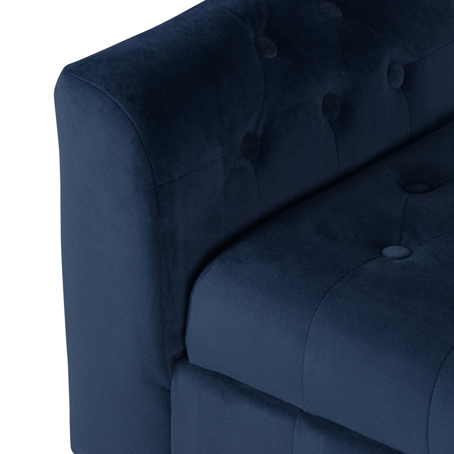 Banc/canapé de rangement en velours bleu marine Malakoff de Copper Grove