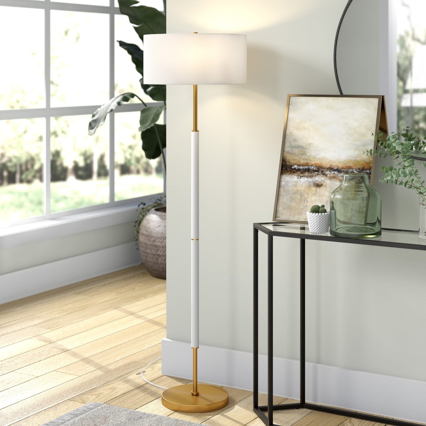 Simone 2-Light Floor Lamp with Fabric Shade