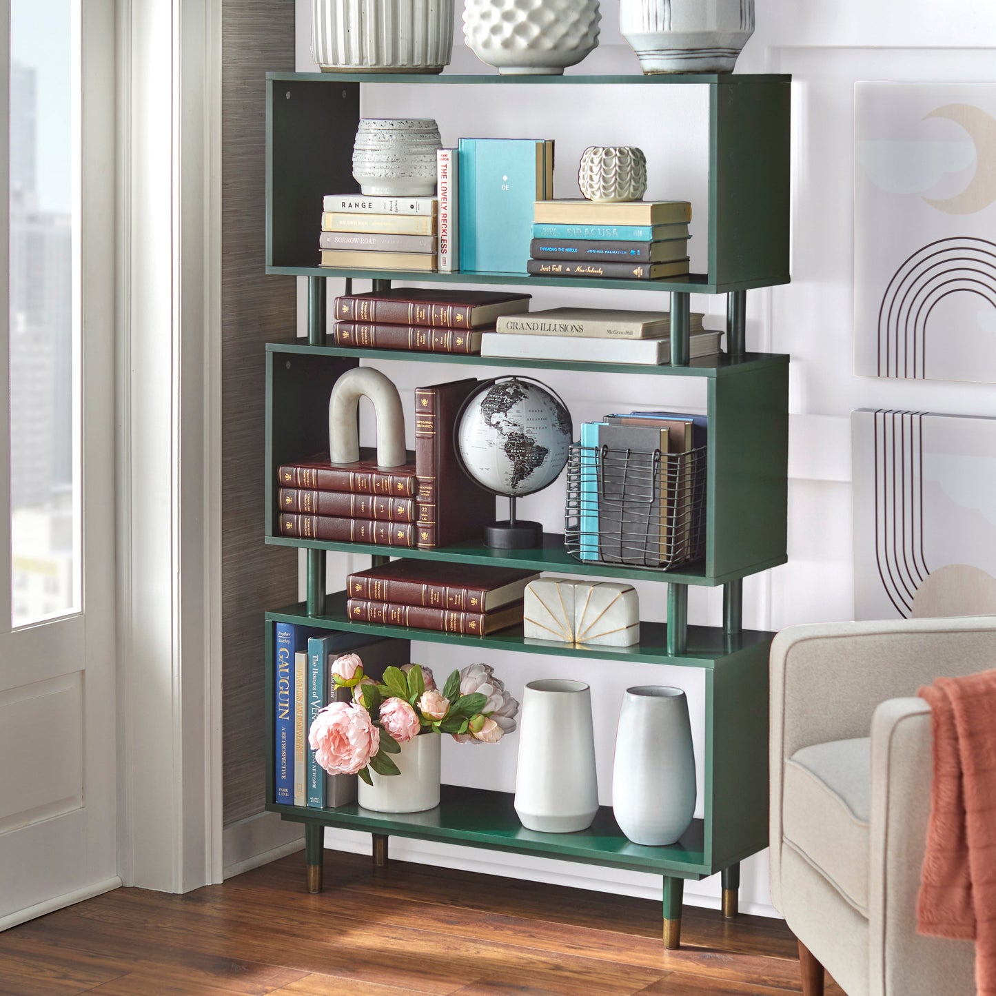 Simple Living Margo Mid-Century Modern 3-tier Bookshelf - 59.5h x 36w x 11.8d