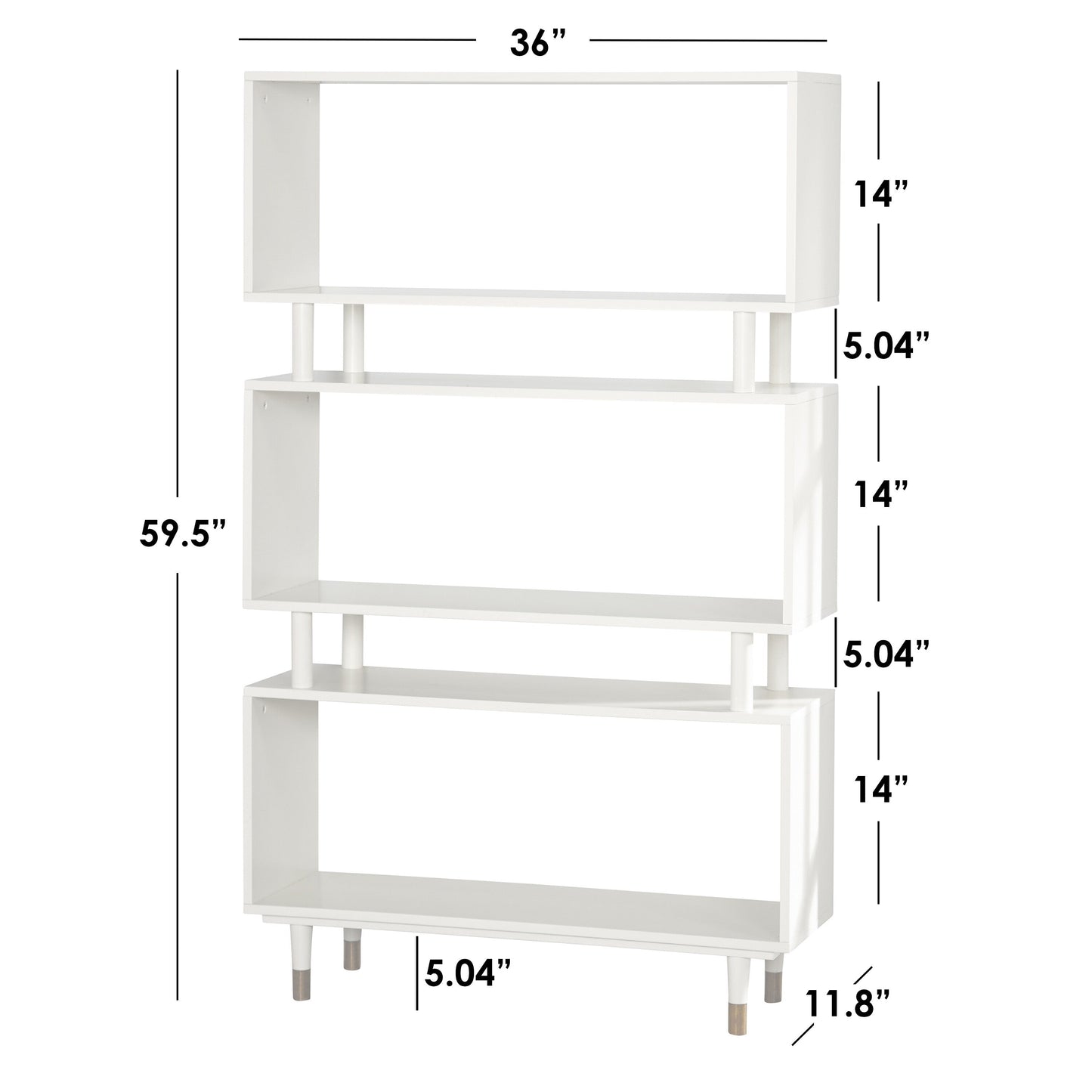 Simple Living Margo Mid-Century Modern 3-tier Bookshelf - 59.5h x 36w x 11.8d