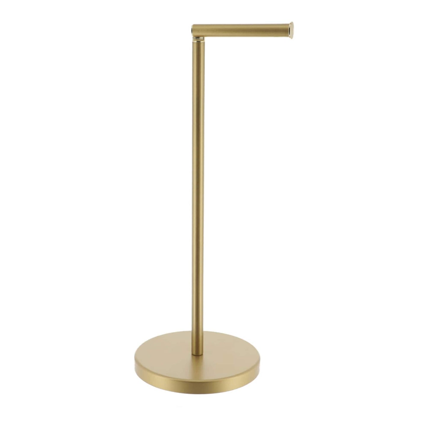 Sleek Toilet Paper Holder with Folding Arm and Reserve Compact Freestanding Metal Holder - Diameter 8 inches X 22 H