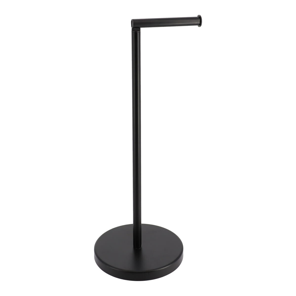 Sleek Toilet Paper Holder with Folding Arm and Reserve Compact Freestanding Metal Holder - Diameter 8 inches X 22 H