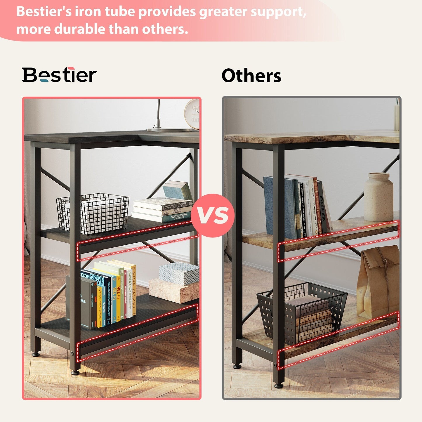 Small L Shaped Desk with Storage Shelves Corner Computer Desk