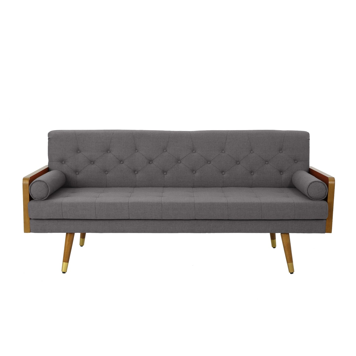 Canapé 72 pouces, design contemporain capitonné, gris foncé, marron