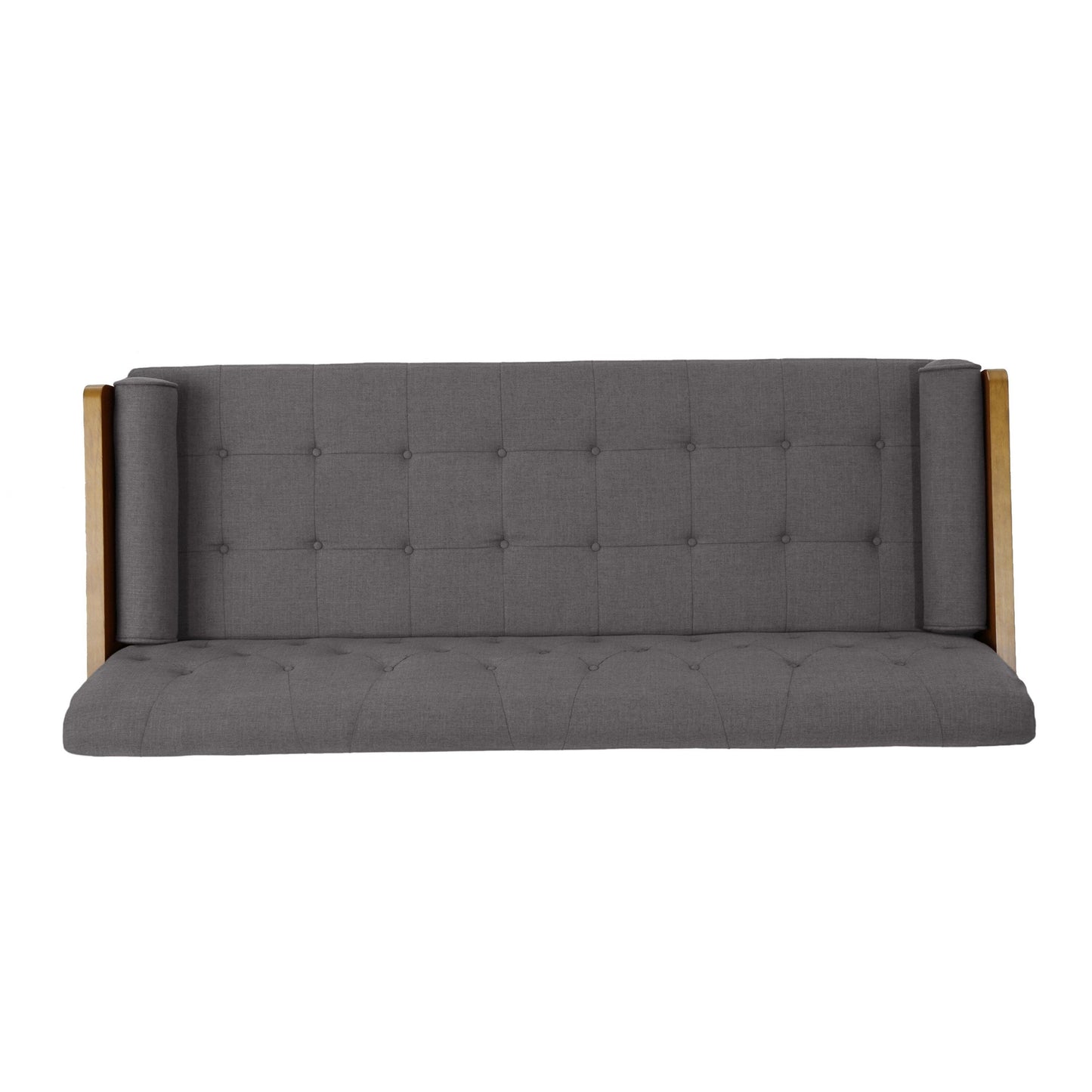 Canapé 72 pouces, design contemporain capitonné, gris foncé, marron