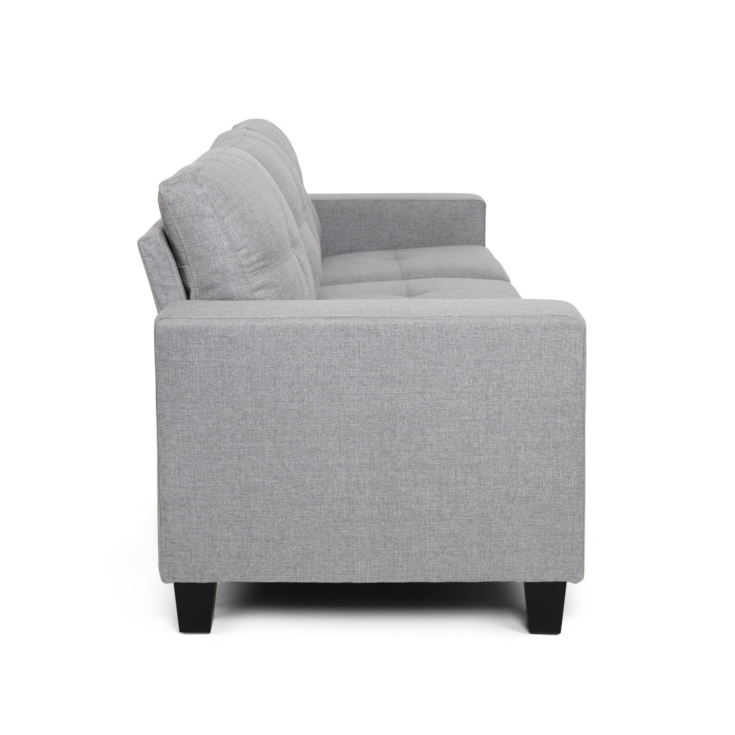 Canapé 76 pouces, confortable, moderne, avec coussins en tissu gris capitonné lisse
