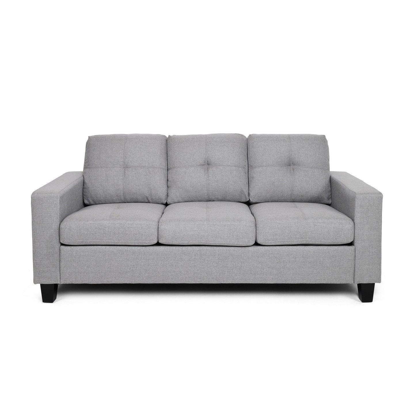 Canapé 76 pouces, confortable, moderne, avec coussins en tissu gris capitonné lisse