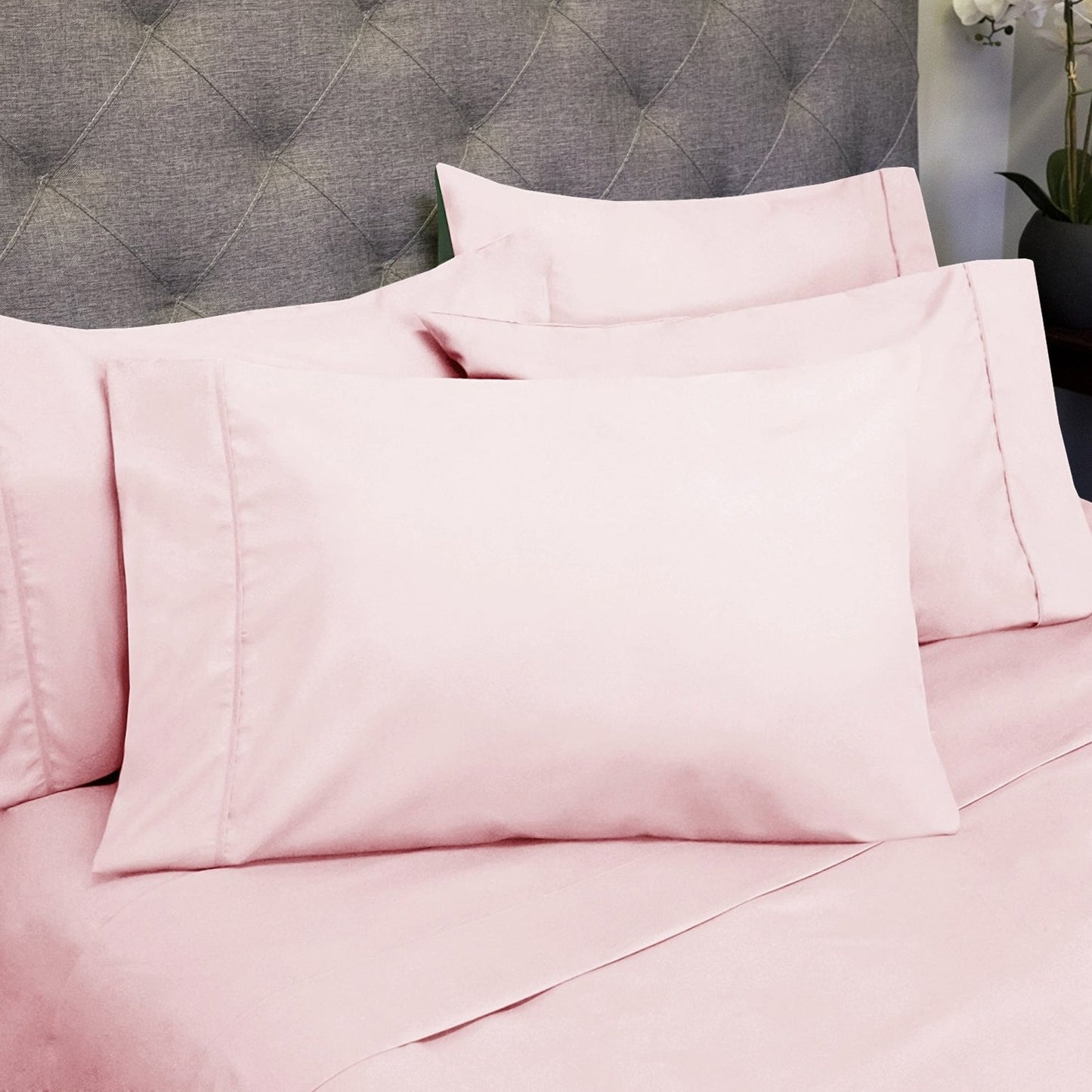 Soft Brushed Microfiber 7-piece Split King Sheet Set - 4 Pillowcases