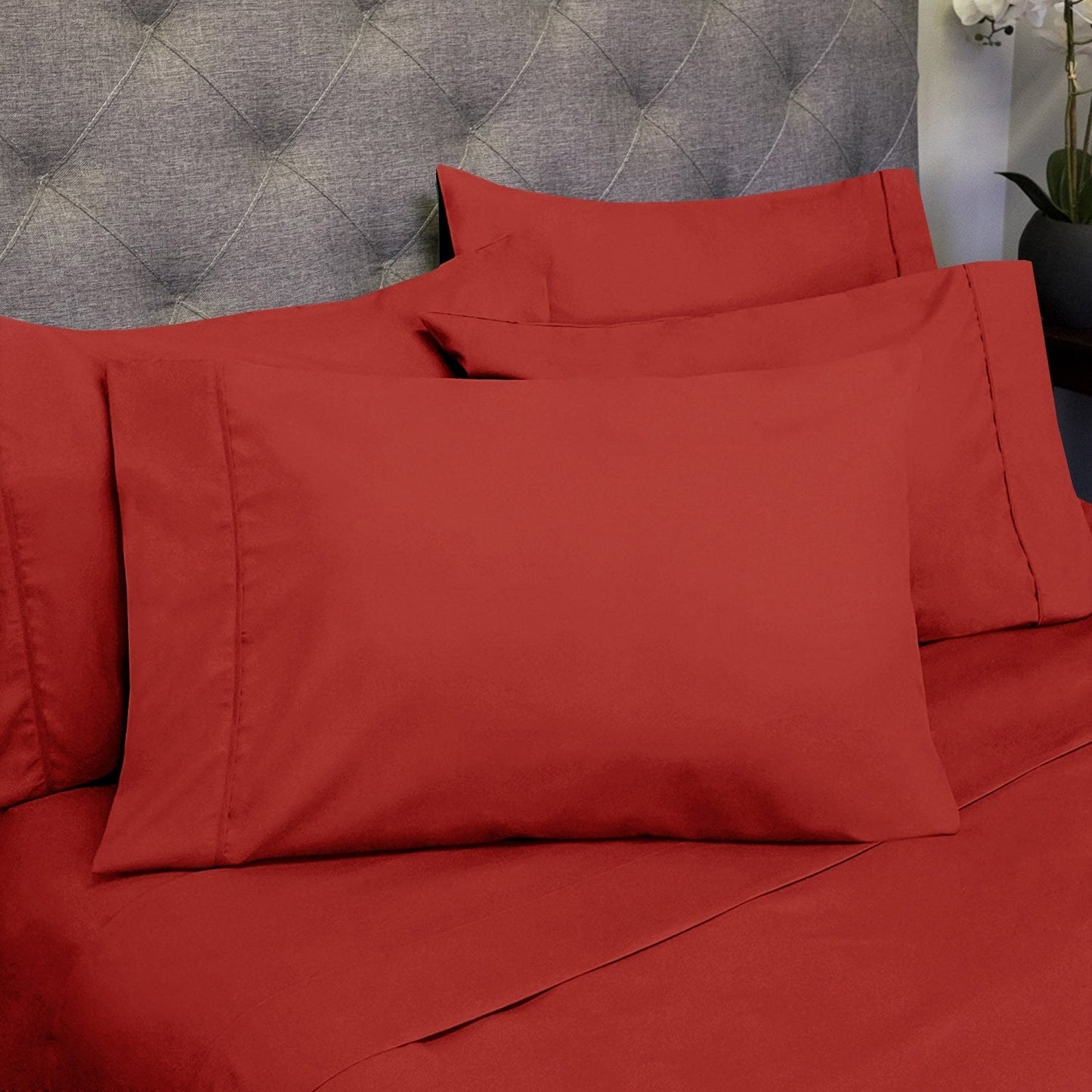 Soft Brushed Microfiber 7-piece Split King Sheet Set - 4 Pillowcases