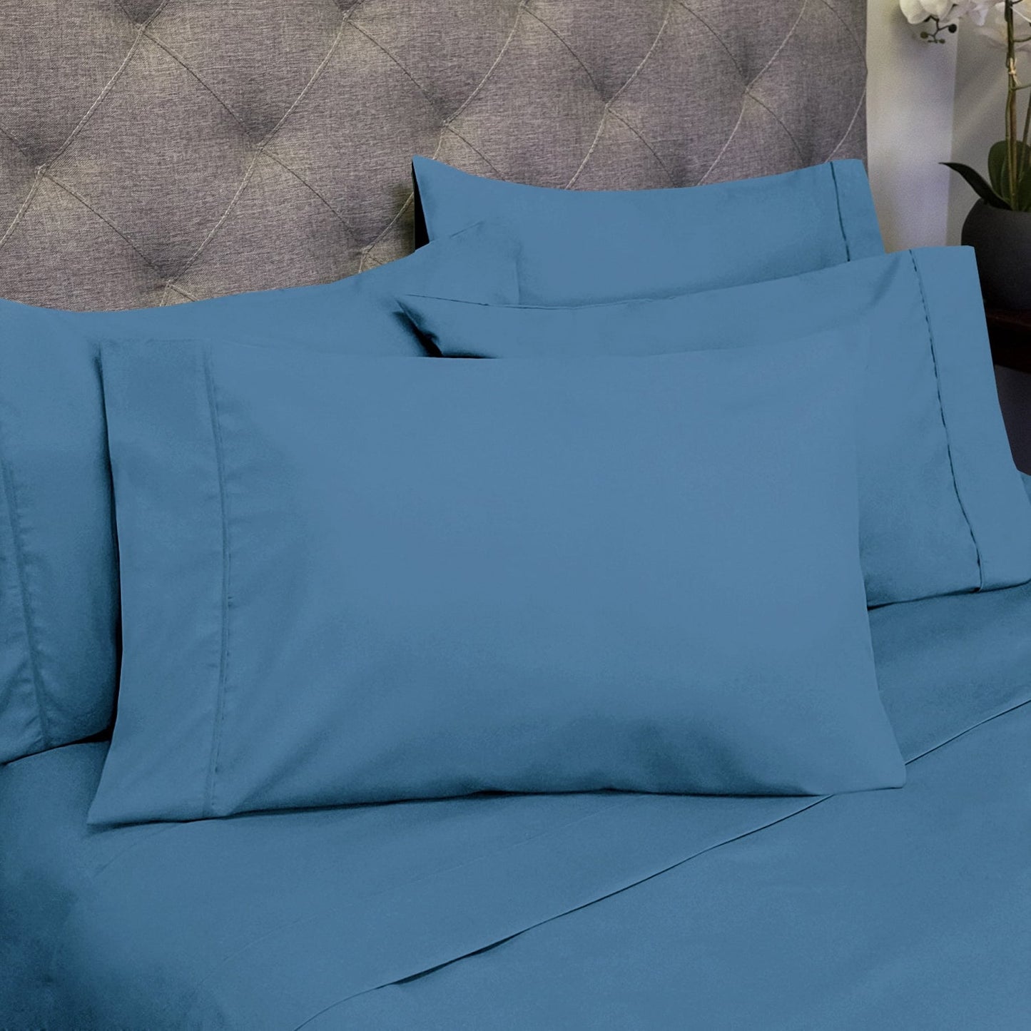 Soft Brushed Microfiber 7-piece Split King Sheet Set - 4 Pillowcases
