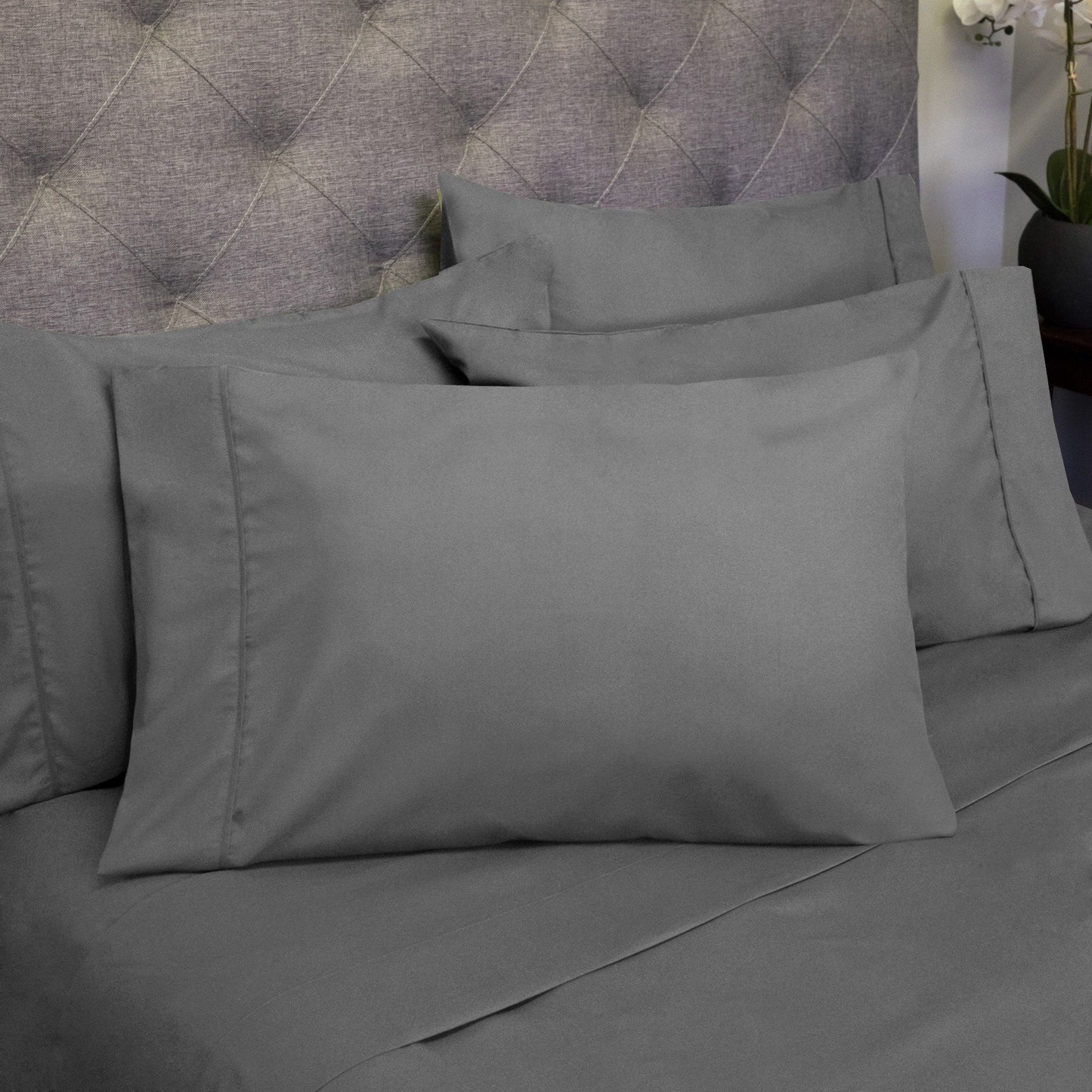 Soft Brushed Microfiber 7-piece Split King Sheet Set - 4 Pillowcases