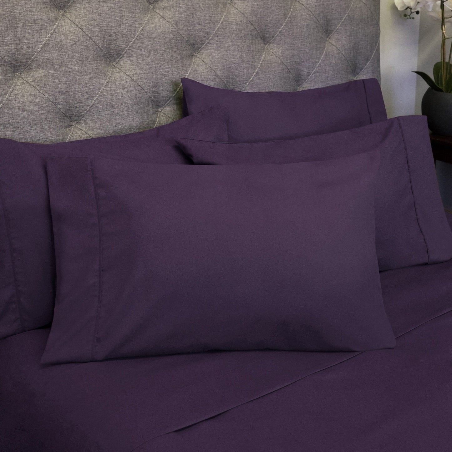 Soft Brushed Microfiber 7-piece Split King Sheet Set - 4 Pillowcases