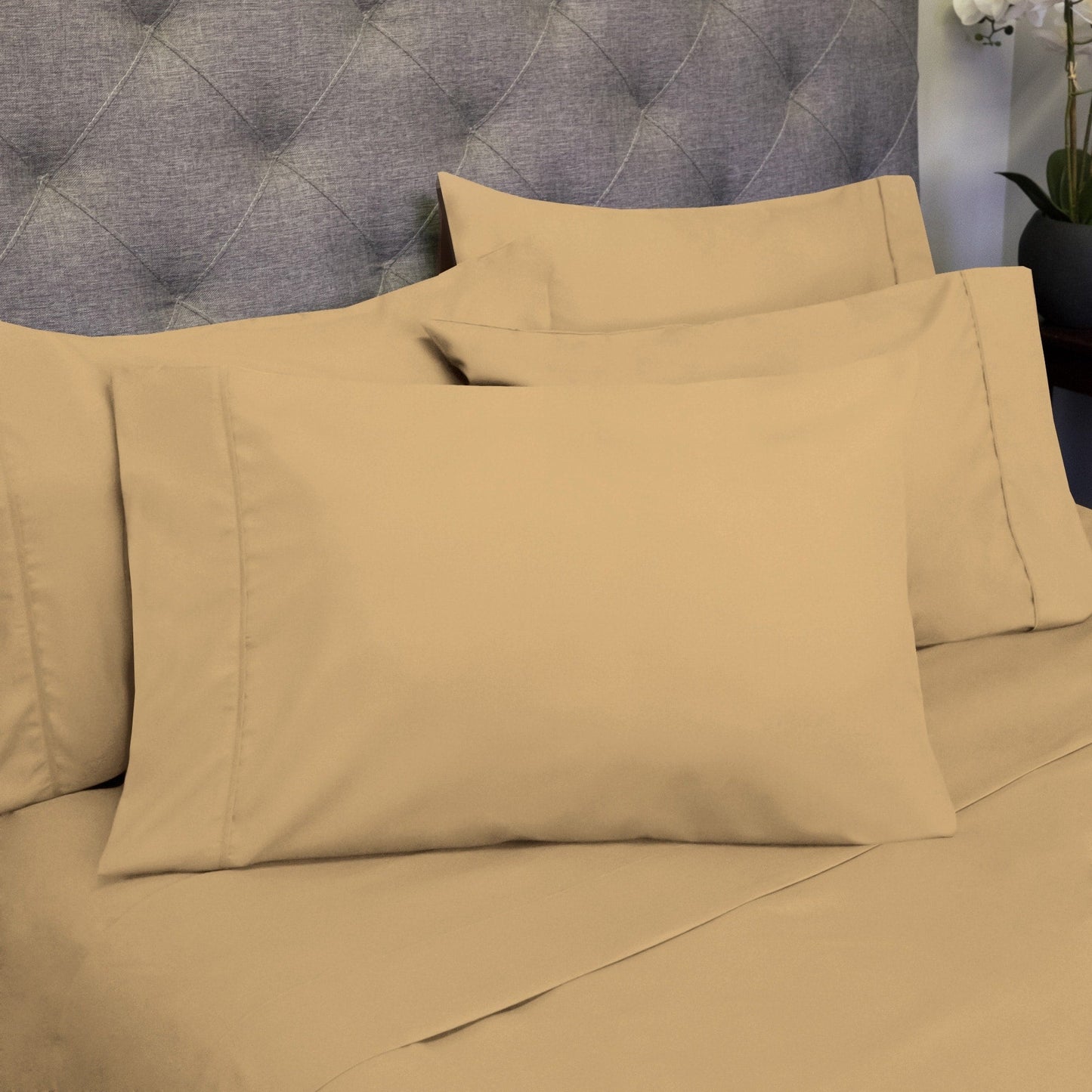 Soft Brushed Microfiber 7-piece Split King Sheet Set - 4 Pillowcases