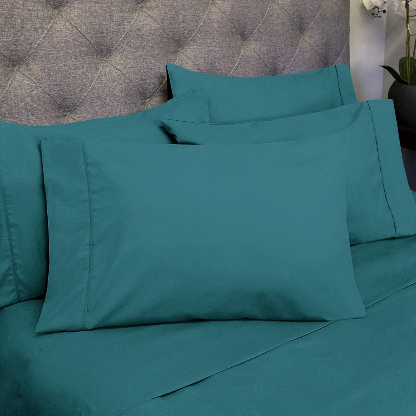 Soft Brushed Microfiber 7-piece Split King Sheet Set - 4 Pillowcases